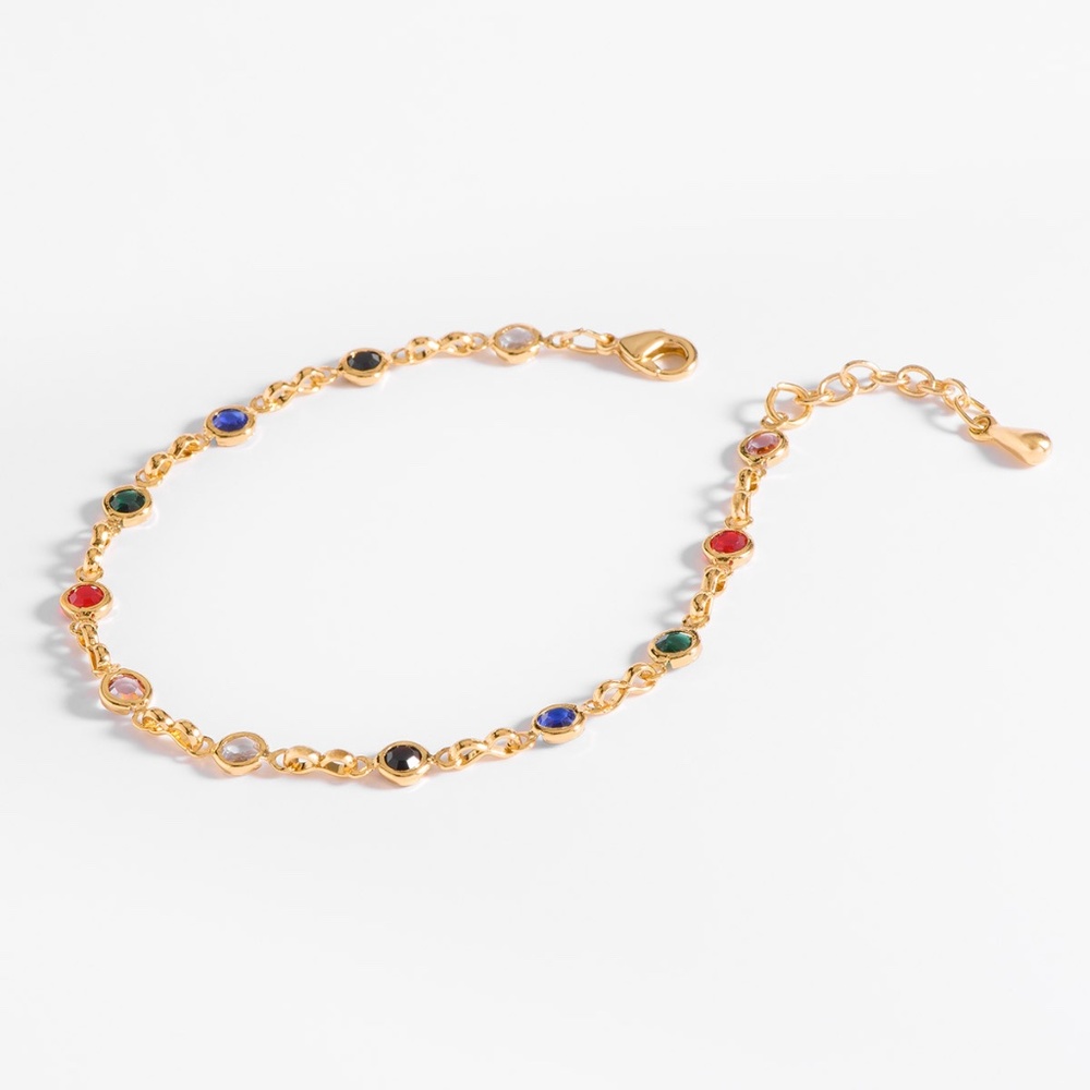 Gold-Plated Bracelet 18k with Elegant Multicolor Stones